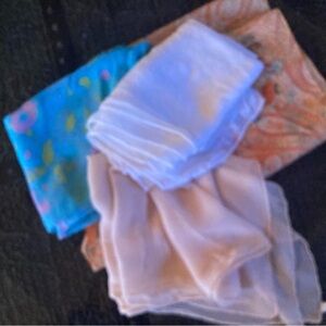 Lot of Vintage silk, viscose scarfs